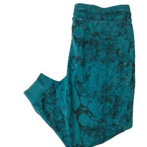 Women’s Teal Marble Joggers - Size XL | Soft Stretch Cotton
